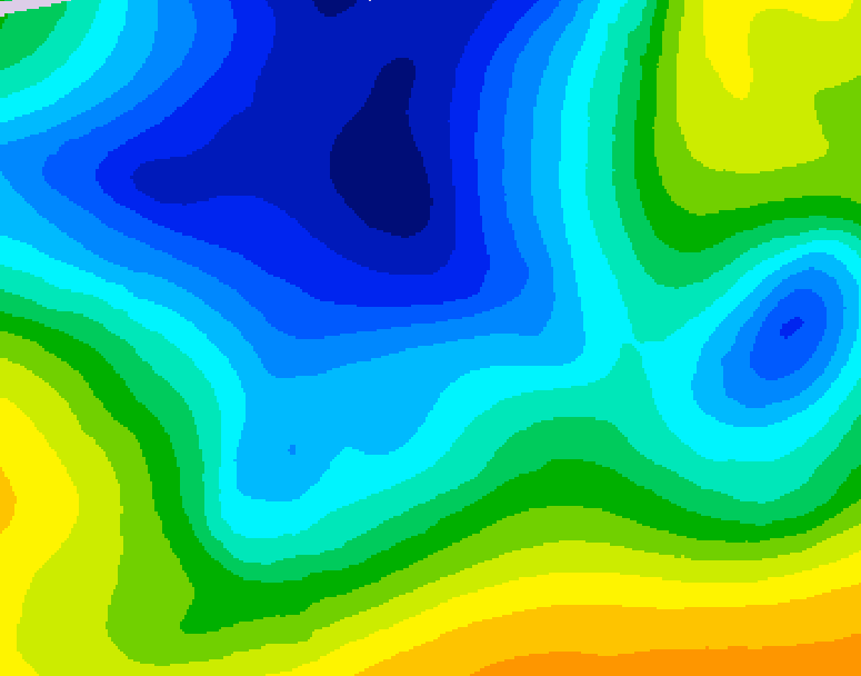 GDPS 500 millibar geopotential height 024 hour forecast chart for Canada based on 2025/12/27 0000Z data