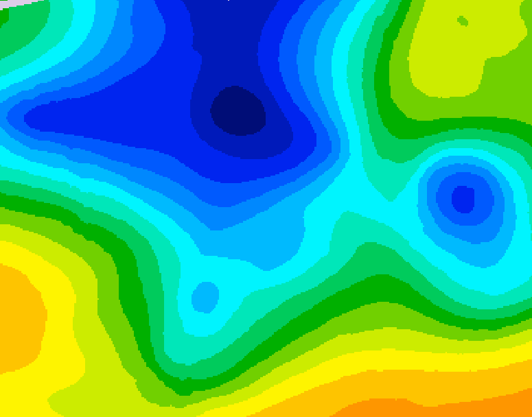 GDPS 500 millibar geopotential height 036 hour forecast chart for Canada based on 2025/12/27 0000Z data