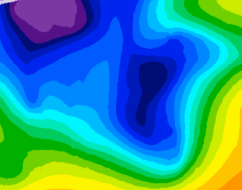 GDPS 500 millibar geopotential height 216 hour forecast chart for Canada based on 2025/12/27 0000Z data