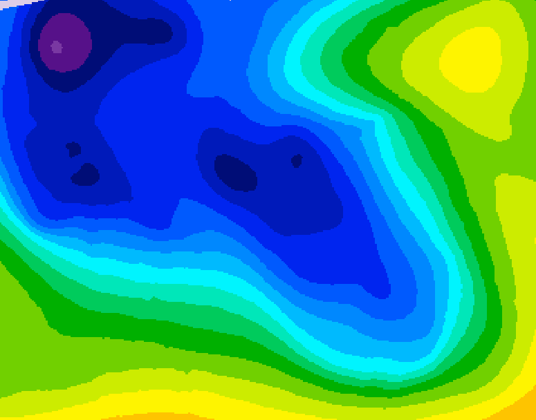 GDPS 500 millibar geopotential height 222 hour forecast chart for Canada based on 2025/12/27 1200Z data
