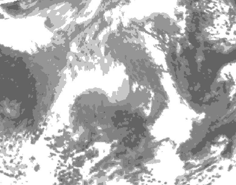 GDPS total cloud 024 hour forecast chart for Canada based on 2025/12/27 0000Z data