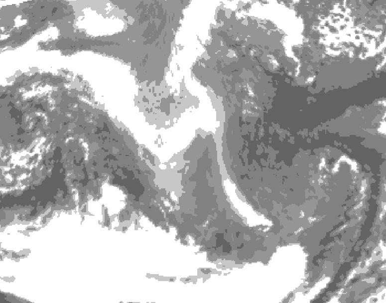 GDPS total cloud 096 hour forecast chart for Canada based on 2025/12/27 0000Z data