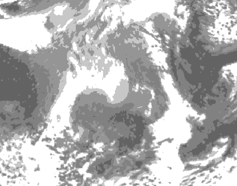 GDPS total cloud 012 hour forecast chart for Canada based on 2025/12/27 1200Z data