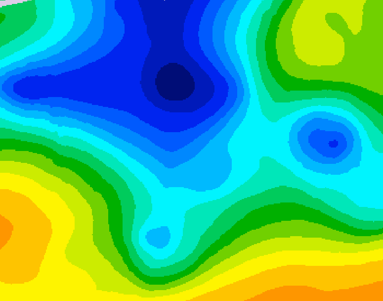 GDPS 500 millibar geopotential height 018 hour forecast chart for Canada based on 2025/12/28 0000Z data