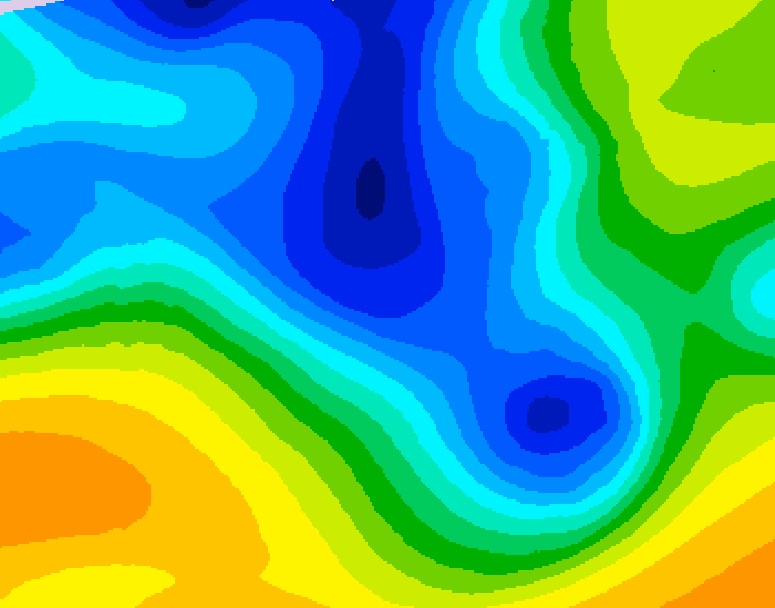 GDPS 500 millibar geopotential height 054 hour forecast chart for Canada based on 2025/12/28 0000Z data