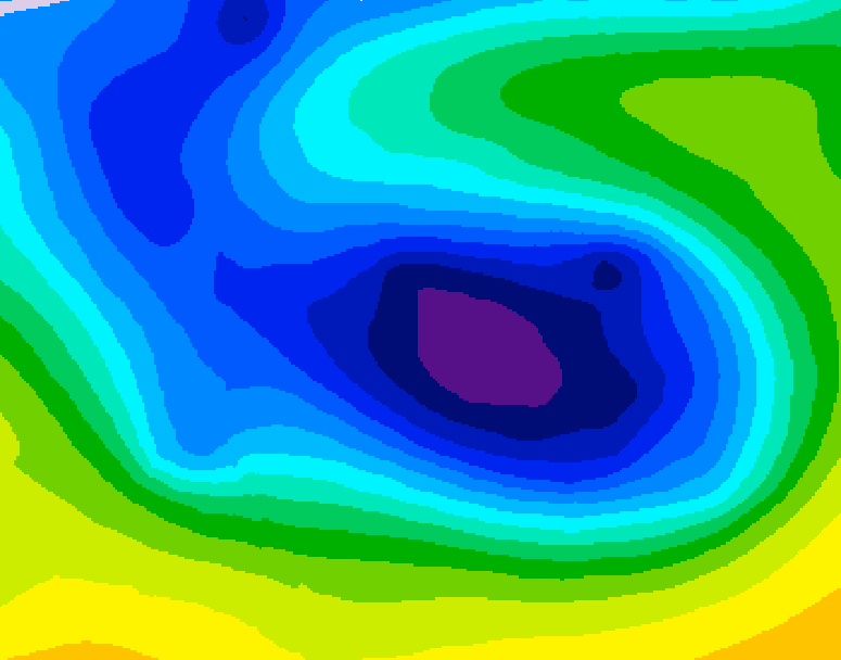 GDPS 500 millibar geopotential height 138 hour forecast chart for Canada based on 2025/12/28 0000Z data