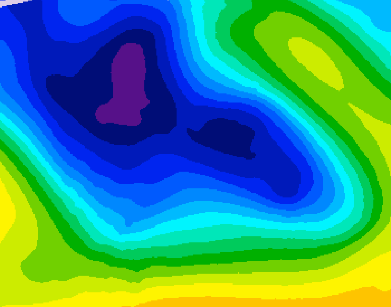 GDPS 500 millibar geopotential height 222 hour forecast chart for Canada based on 2025/12/28 0000Z data