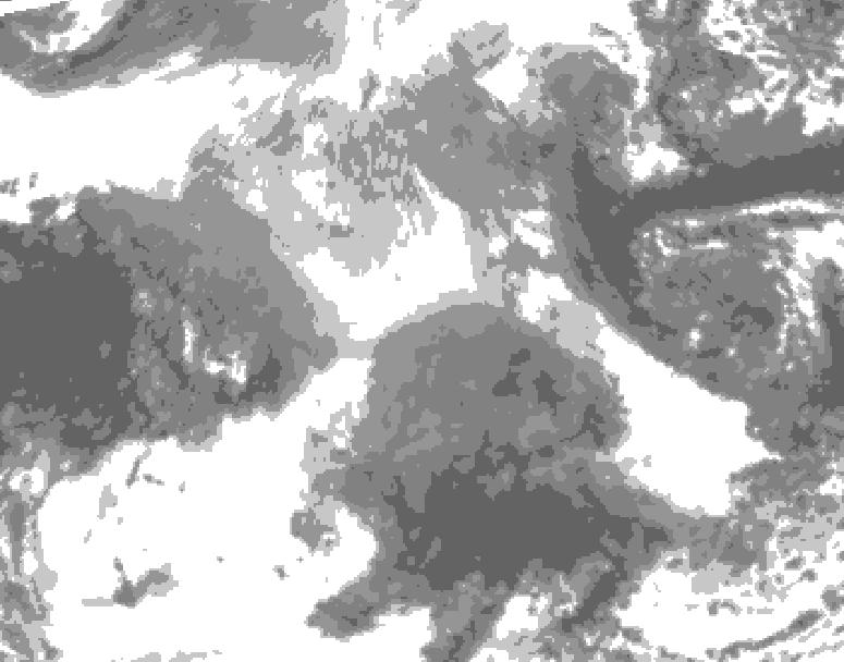 GDPS total cloud 018 hour forecast chart for Canada based on 2025/12/28 0000Z data