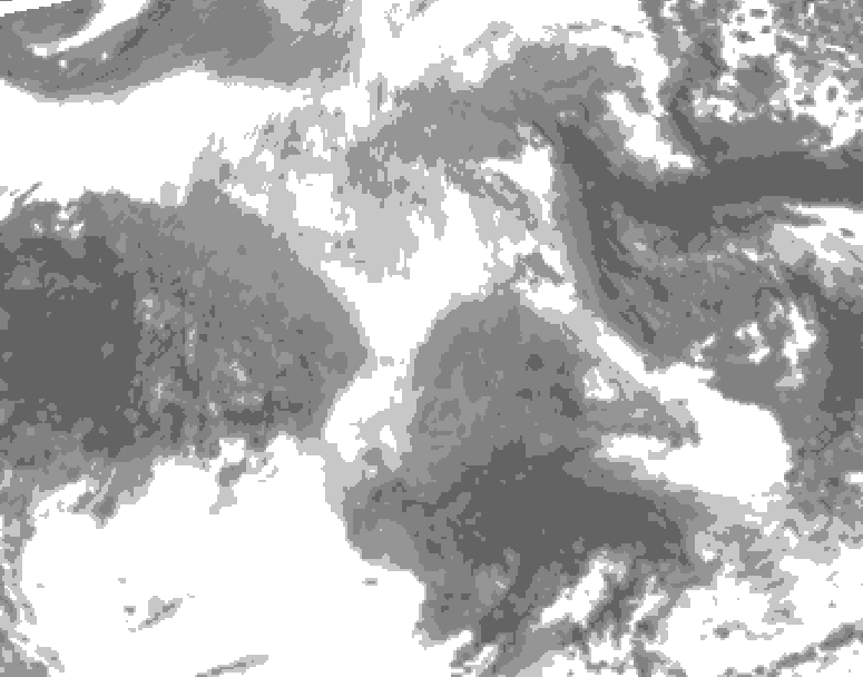GDPS total cloud 024 hour forecast chart for Canada based on 2025/12/28 0000Z data