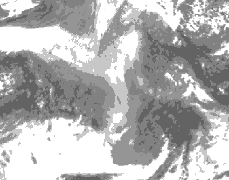 GDPS total cloud 042 hour forecast chart for Canada based on 2025/12/28 0000Z data