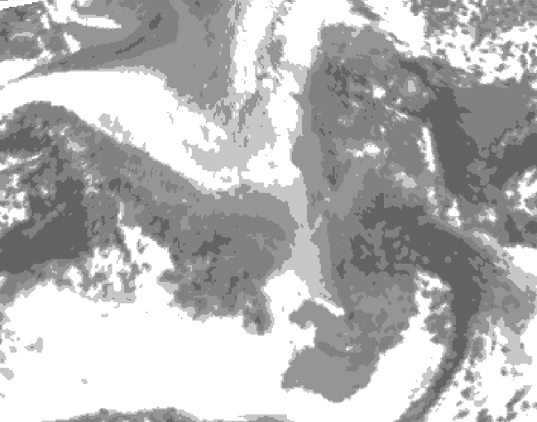 GDPS total cloud 054 hour forecast chart for Canada based on 2025/12/28 0000Z data