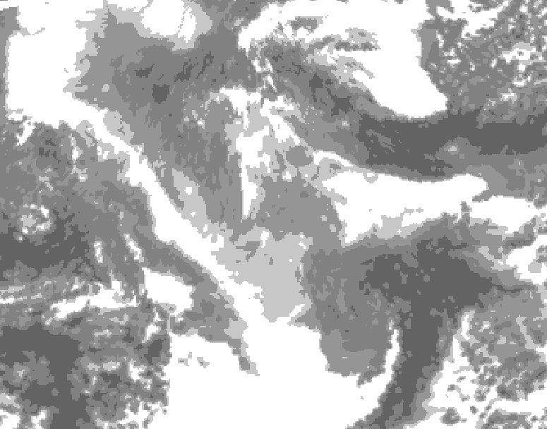 GDPS total cloud 180 hour forecast chart for Canada based on 2025/12/28 0000Z data