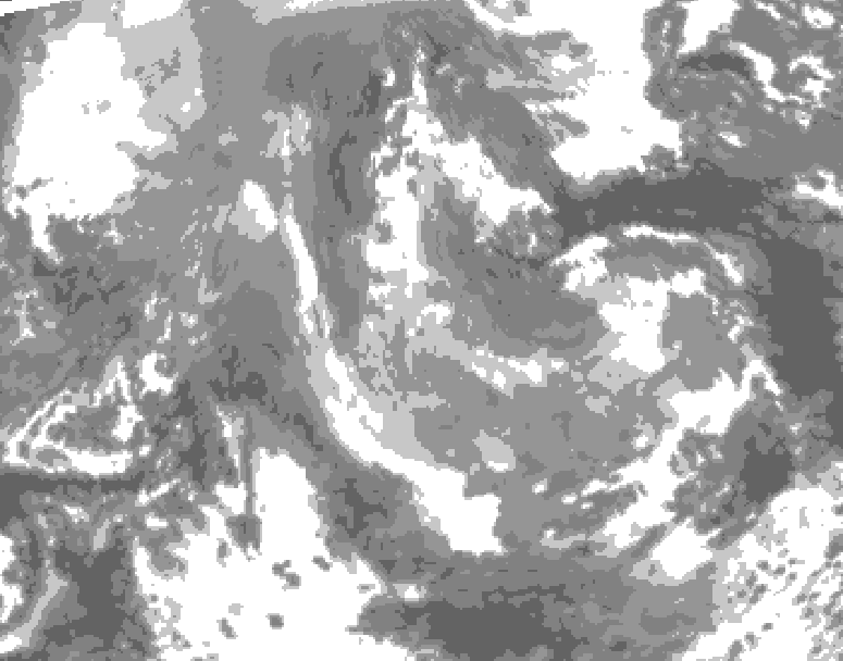 GDPS total cloud 132 hour forecast chart for Canada based on 2025/12/28 1200Z data