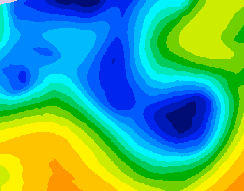 GDPS 500 millibar geopotential height 036 hour forecast chart for Canada based on 2025/12/29 1200Z data