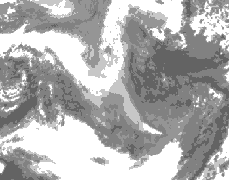 GDPS total cloud 036 hour forecast chart for Canada based on 2025/12/29 1200Z data