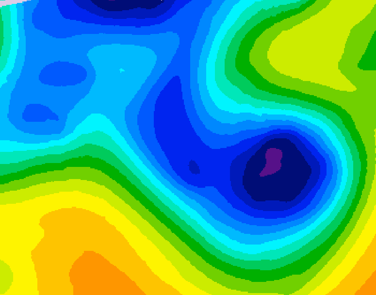 GDPS 500 millibar geopotential height 018 hour forecast chart for Canada based on 2025/12/30 1200Z data