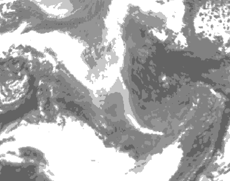 GDPS total cloud 012 hour forecast chart for Canada based on 2025/12/30 1200Z data