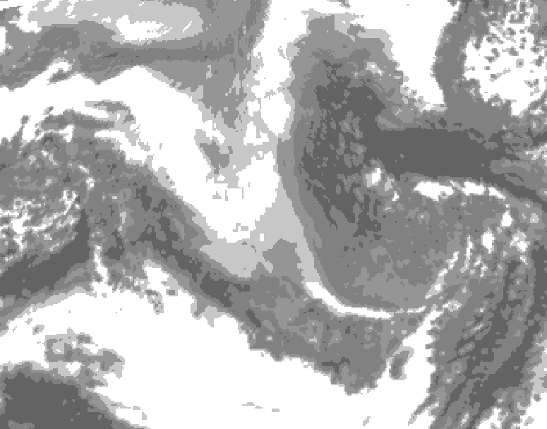 GDPS total cloud 018 hour forecast chart for Canada based on 2025/12/30 1200Z data