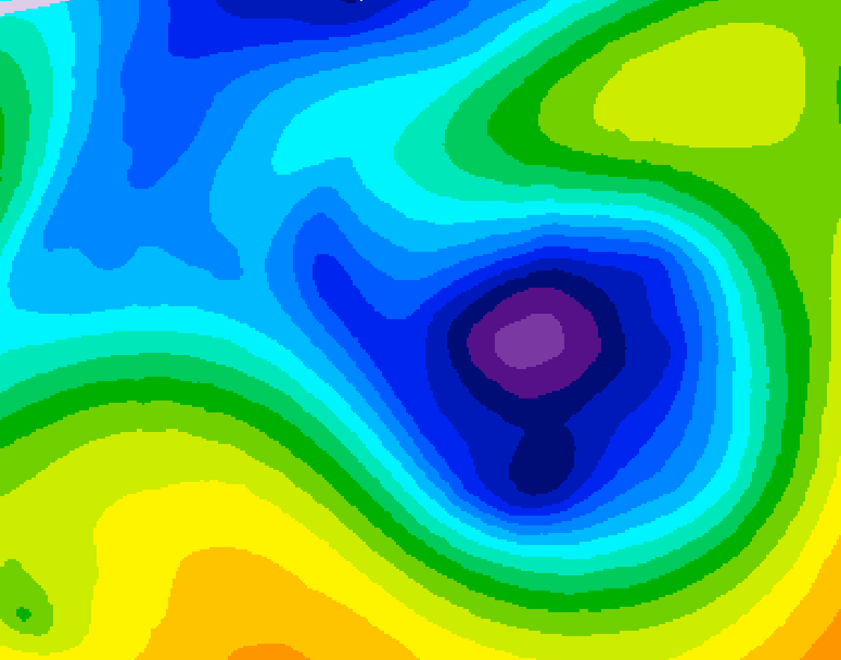 GDPS 500 millibar geopotential height 024 hour forecast chart for Canada based on 2025/12/31 0000Z data