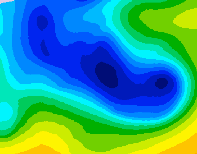 GDPS 500 millibar geopotential height 072 hour forecast chart for Canada based on 2025/12/31 0000Z data