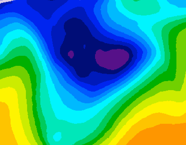 GDPS 500 millibar geopotential height 216 hour forecast chart for Canada based on 2025/12/31 0000Z data