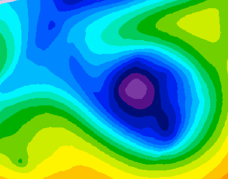 GDPS 500 millibar geopotential height 024 hour forecast chart for Canada based on 2025/12/31 1200Z data