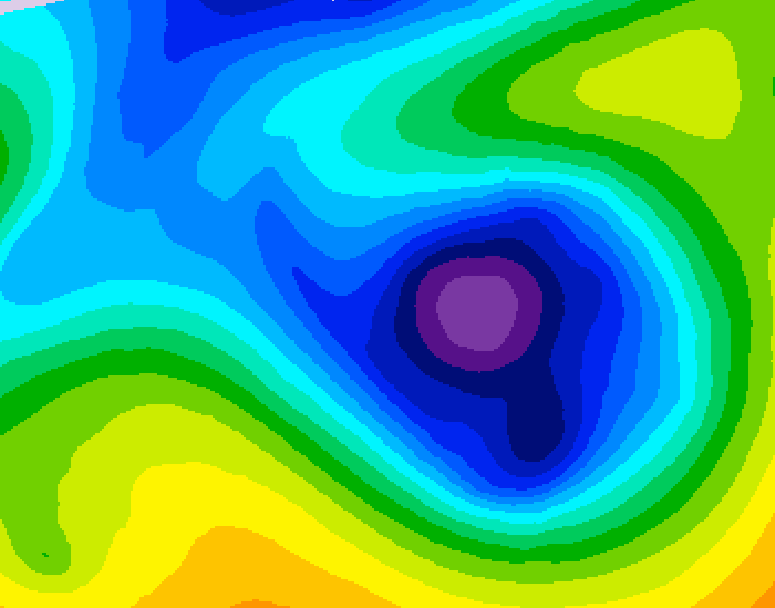 GDPS 500 millibar geopotential height 006 hour forecast chart for Canada based on 2026/01/01 0000Z data
