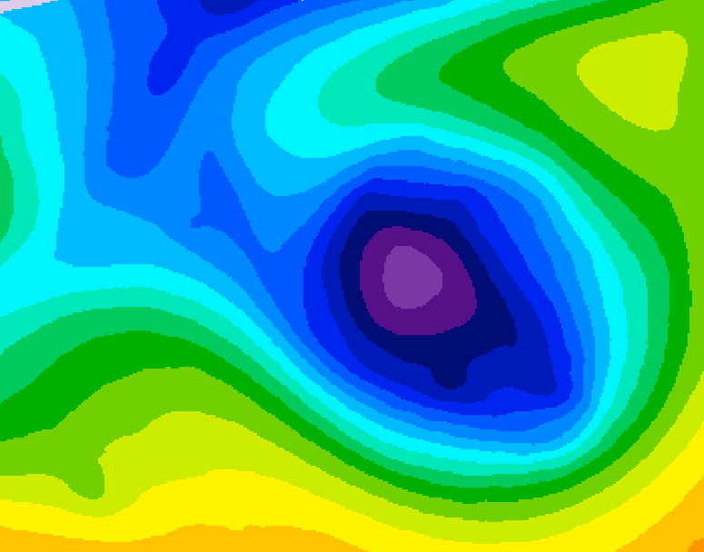 GDPS 500 millibar geopotential height 018 hour forecast chart for Canada based on 2026/01/01 0000Z data