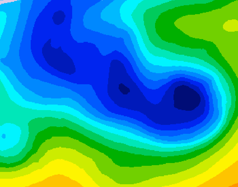 GDPS 500 millibar geopotential height 054 hour forecast chart for Canada based on 2026/01/01 0000Z data