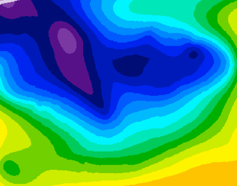 GDPS 500 millibar geopotential height 132 hour forecast chart for Canada based on 2026/01/01 0000Z data