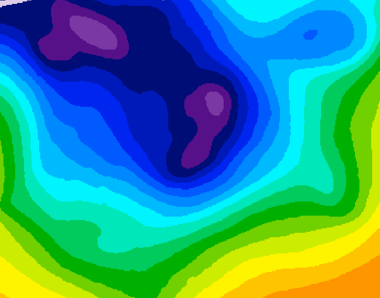 GDPS 500 millibar geopotential height 180 hour forecast chart for Canada based on 2026/01/01 0000Z data