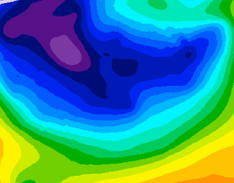 GDPS 500 millibar geopotential height 132 hour forecast chart for Canada based on 2026/01/01 1200Z data