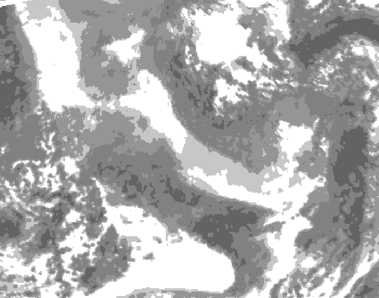 GDPS total cloud 102 hour forecast chart for Canada based on 2026/01/01 0000Z data
