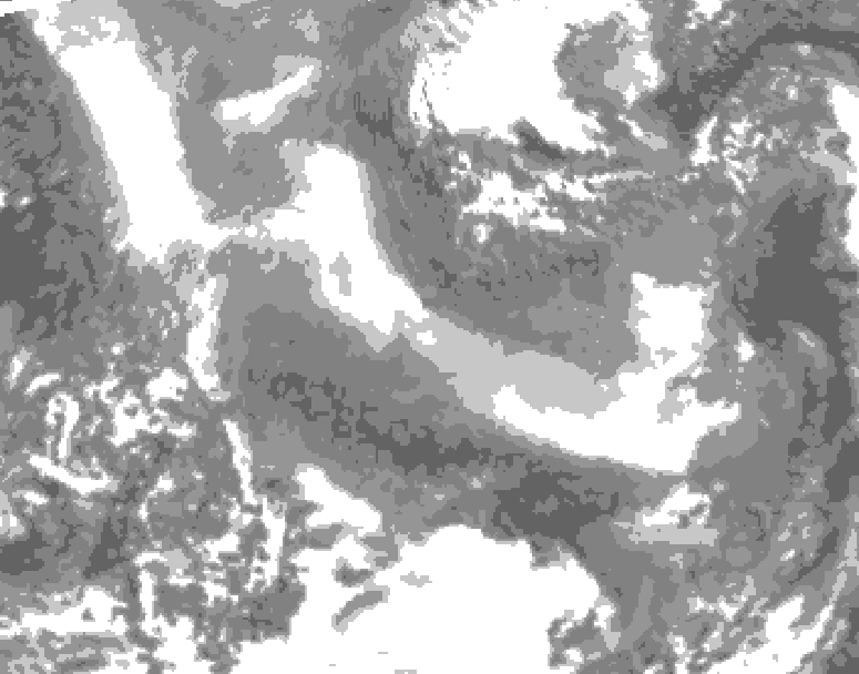 GDPS total cloud 108 hour forecast chart for Canada based on 2026/01/01 0000Z data
