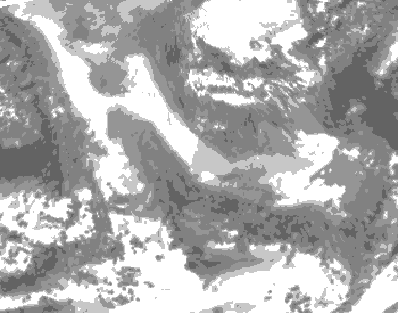GDPS total cloud 120 hour forecast chart for Canada based on 2026/01/01 0000Z data
