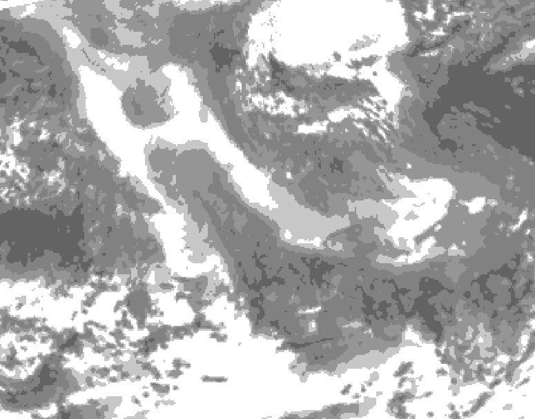 GDPS total cloud 126 hour forecast chart for Canada based on 2026/01/01 0000Z data
