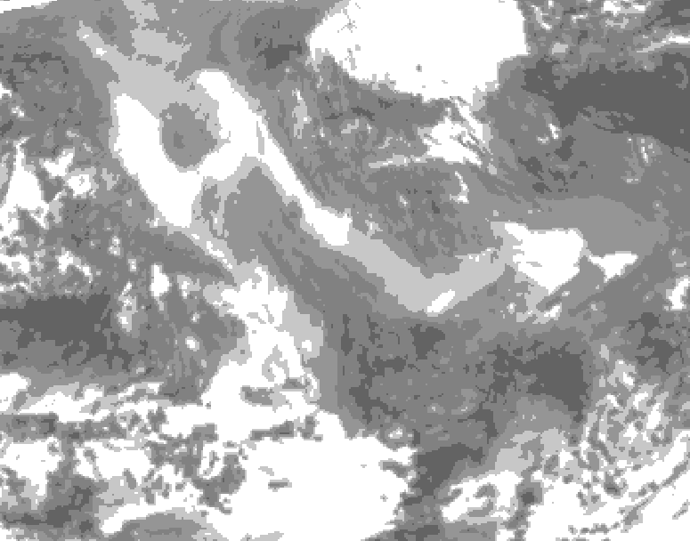 GDPS total cloud 132 hour forecast chart for Canada based on 2026/01/01 0000Z data