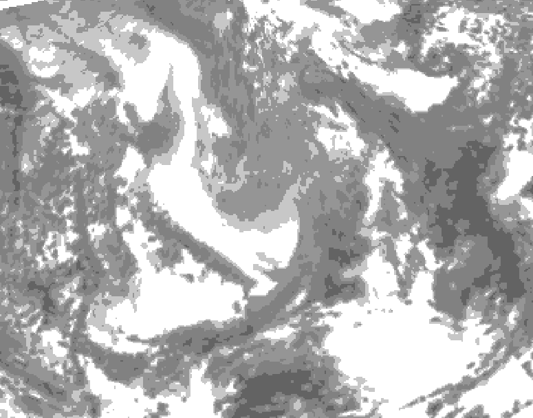 GDPS total cloud 180 hour forecast chart for Canada based on 2026/01/01 0000Z data
