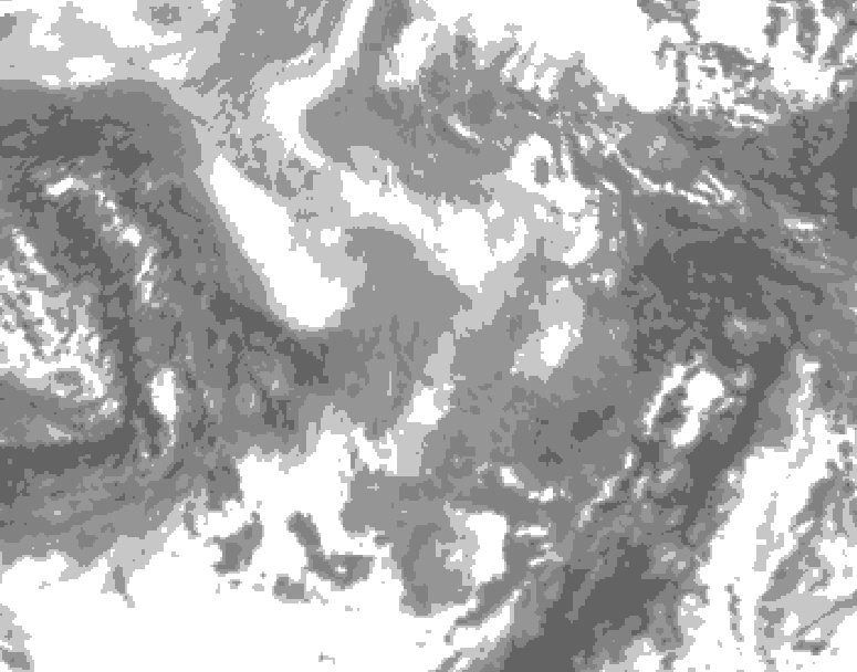 GDPS total cloud 216 hour forecast chart for Canada based on 2026/01/01 1200Z data