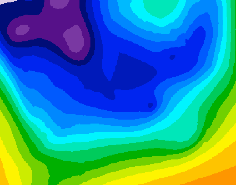 GDPS 500 millibar geopotential height 132 hour forecast chart for Canada based on 2026/01/02 0000Z data