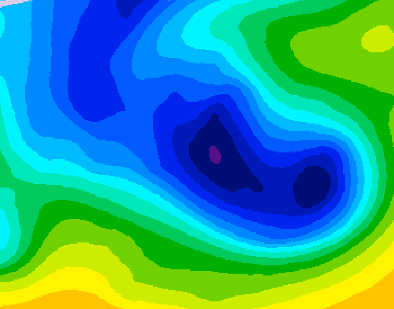 GDPS 500 millibar geopotential height 006 hour forecast chart for Canada based on 2026/01/02 1200Z data