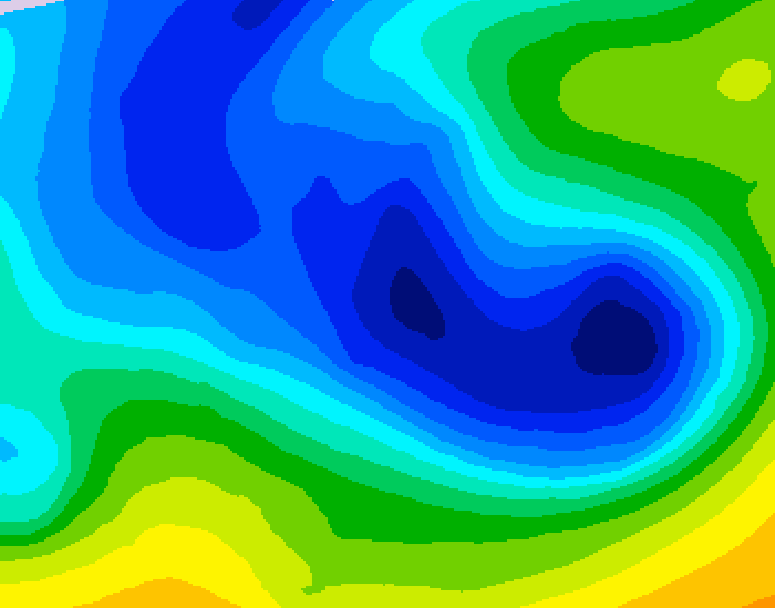 GDPS 500 millibar geopotential height 012 hour forecast chart for Canada based on 2026/01/02 1200Z data