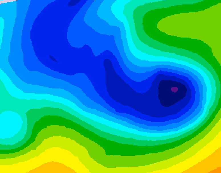 GDPS 500 millibar geopotential height 018 hour forecast chart for Canada based on 2026/01/02 1200Z data