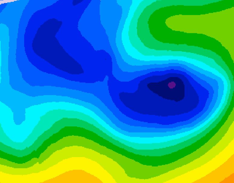 GDPS 500 millibar geopotential height 030 hour forecast chart for Canada based on 2026/01/02 1200Z data
