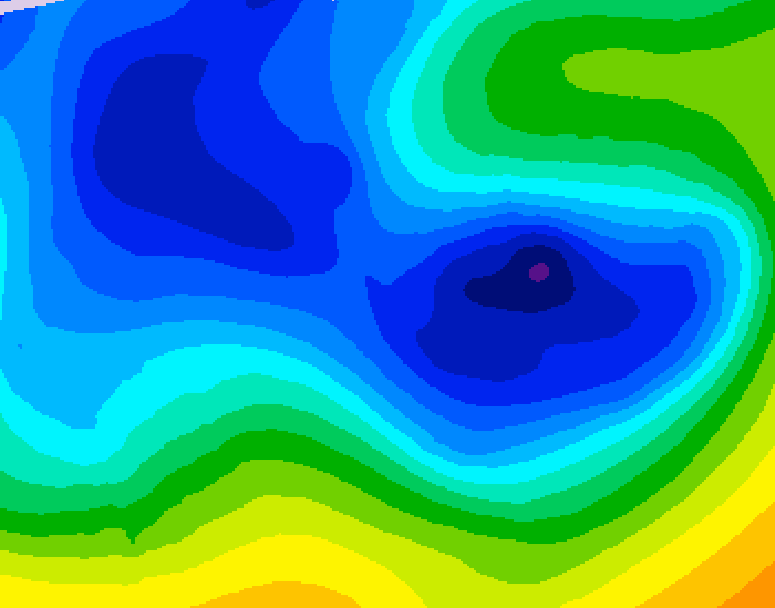 GDPS 500 millibar geopotential height 036 hour forecast chart for Canada based on 2026/01/02 1200Z data