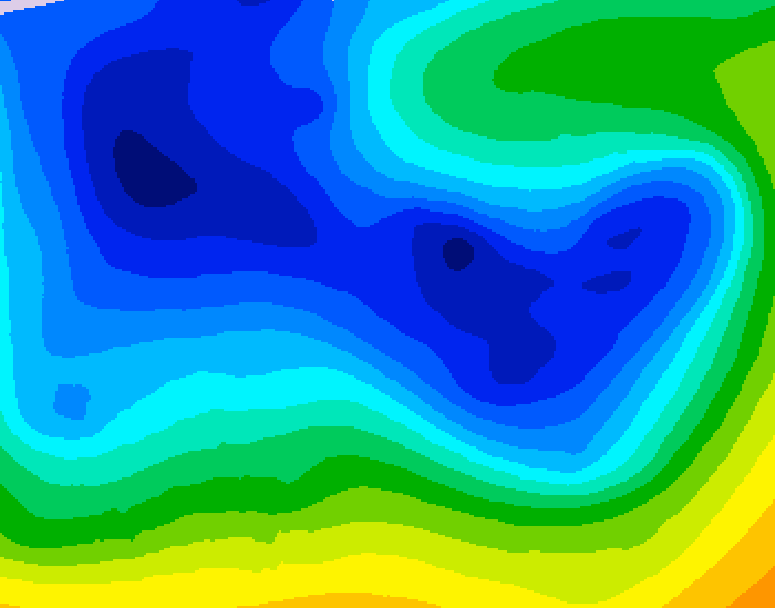 GDPS 500 millibar geopotential height 048 hour forecast chart for Canada based on 2026/01/02 1200Z data