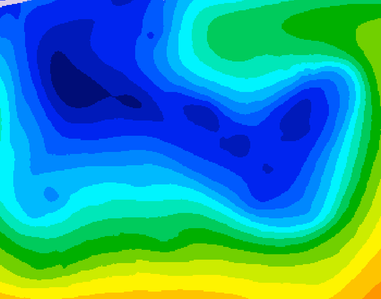 GDPS 500 millibar geopotential height 054 hour forecast chart for Canada based on 2026/01/02 1200Z data