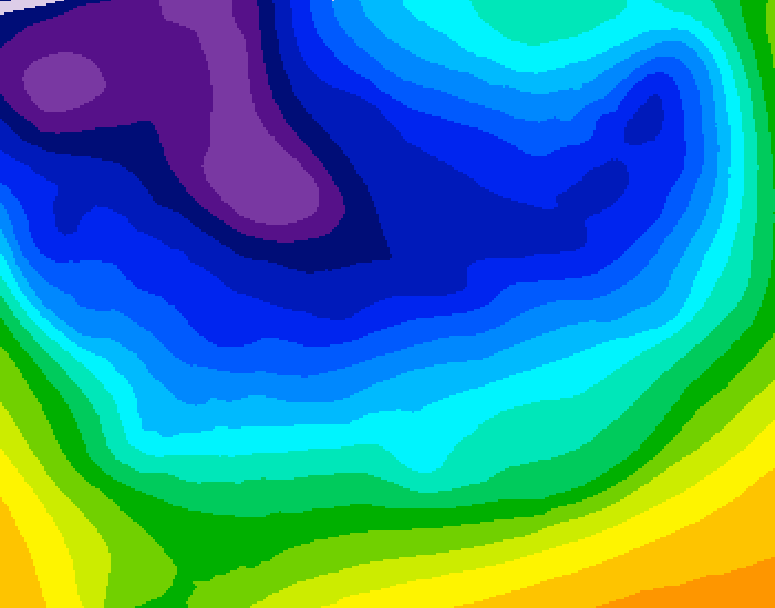GDPS 500 millibar geopotential height 114 hour forecast chart for Canada based on 2026/01/02 1200Z data