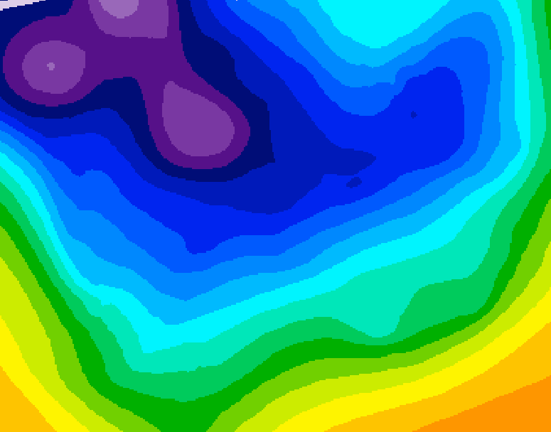 GDPS 500 millibar geopotential height 126 hour forecast chart for Canada based on 2026/01/02 1200Z data