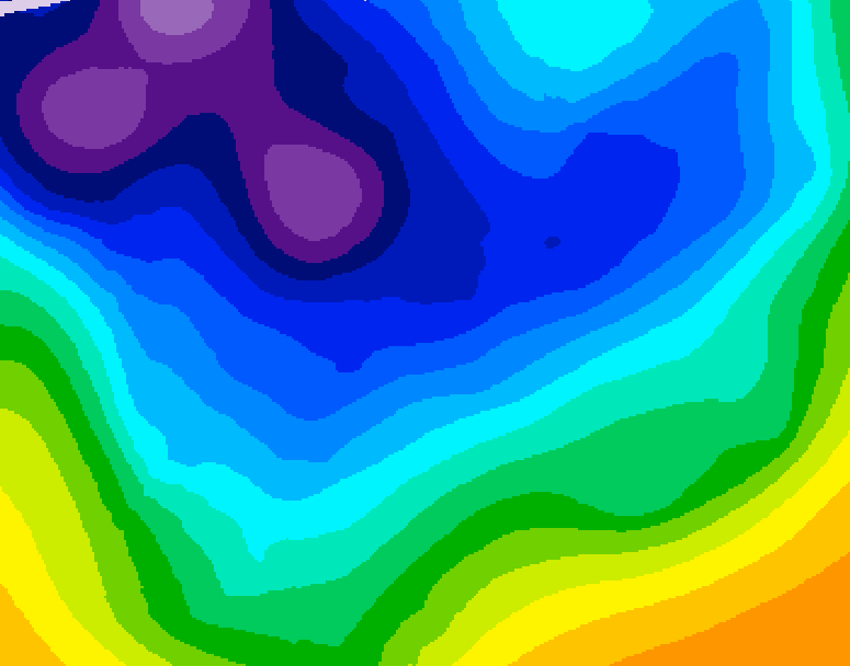 GDPS 500 millibar geopotential height 132 hour forecast chart for Canada based on 2026/01/02 1200Z data